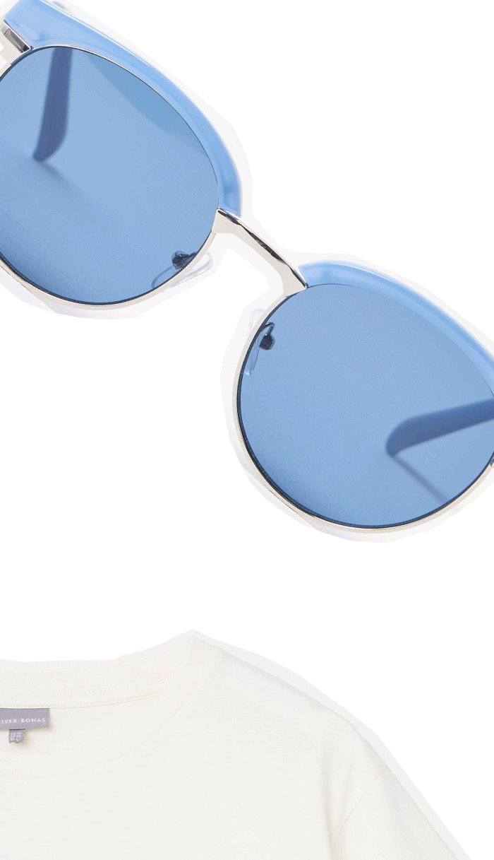 Powder Blue Round Browline Sunglasses