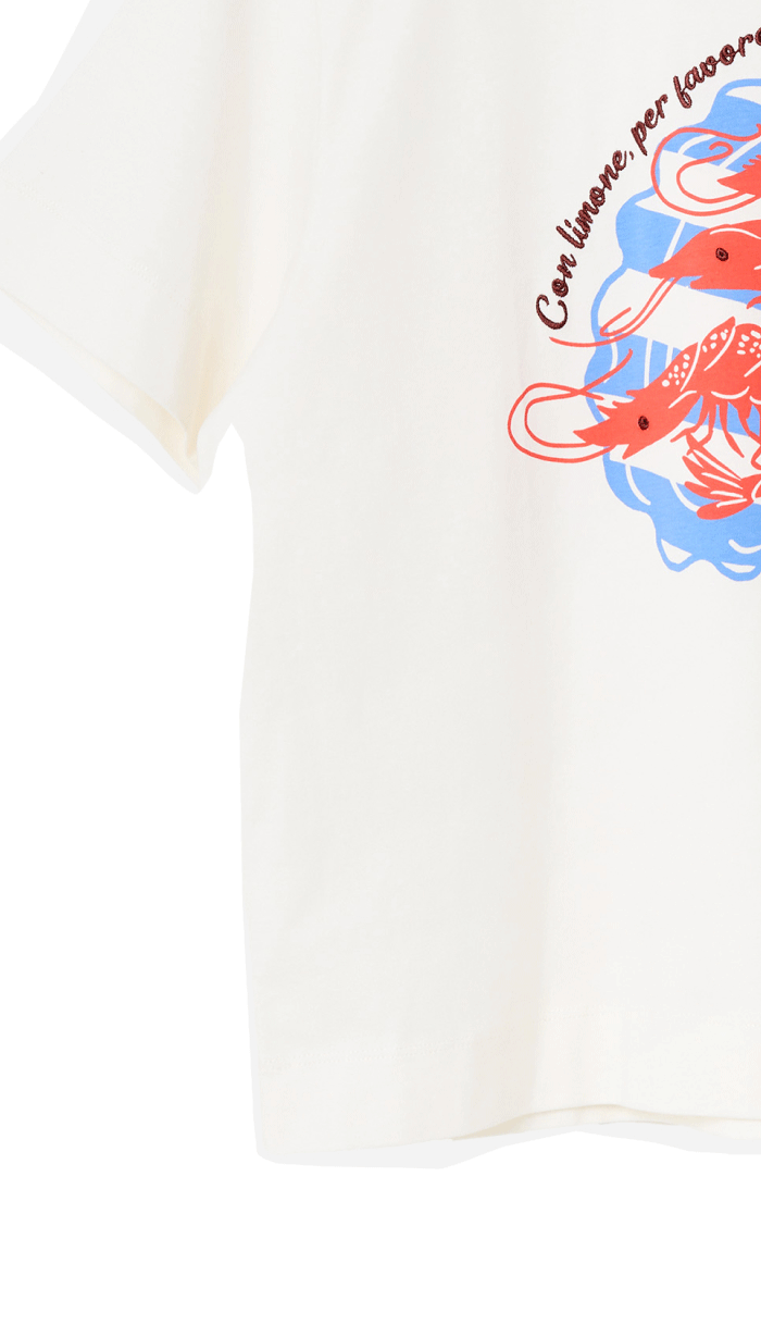 White Prawn Plate Graphic T-Shirt