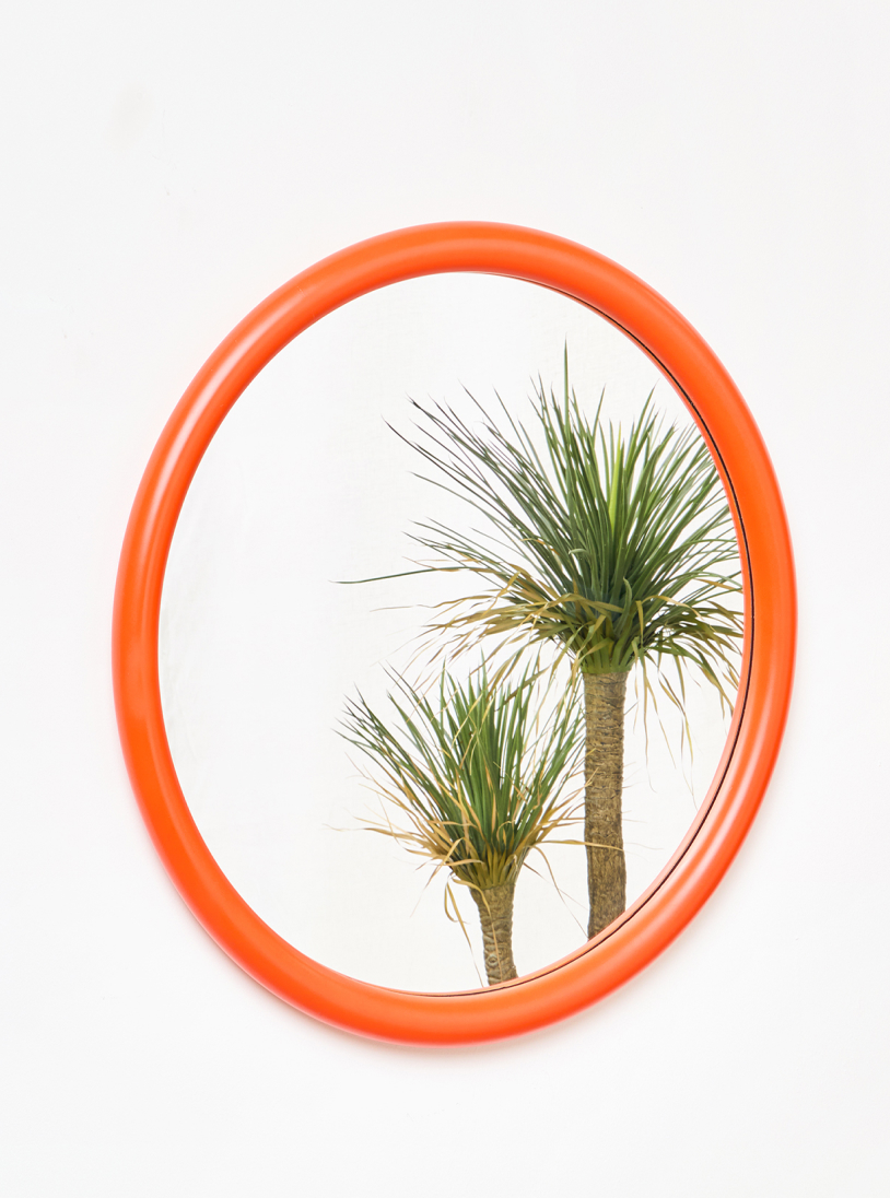 Bloc Wooden Orange Round Wall Mirror