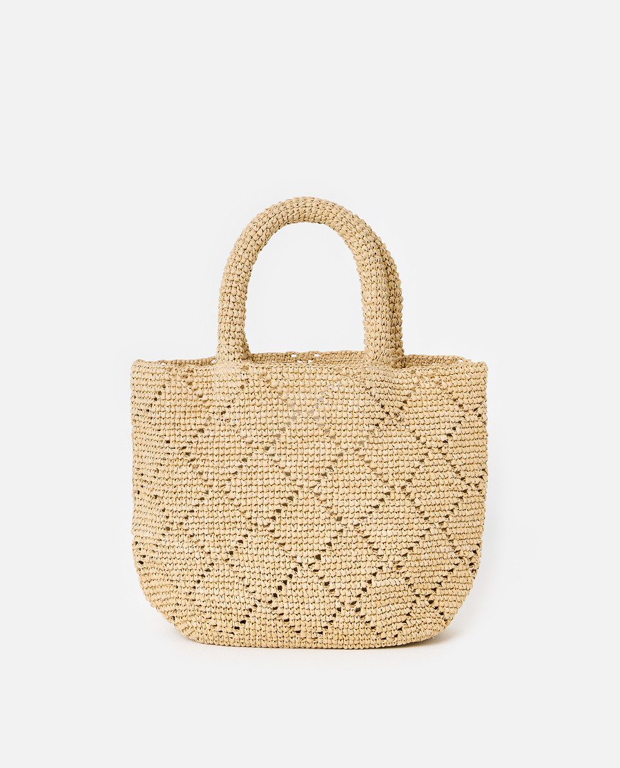 Cream Diamond Weave Mini Tote Bag