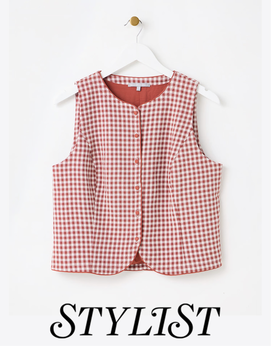 Brown Gingham Tailored Waistcoat