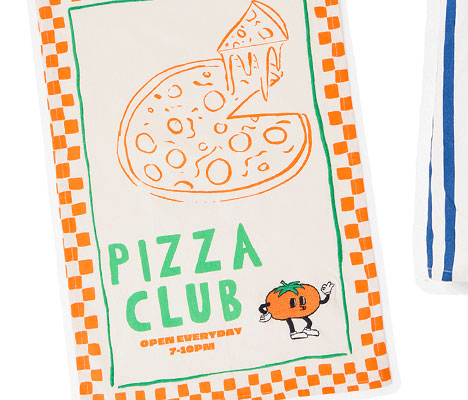 Pizza Club Chequerboard Tea Towel