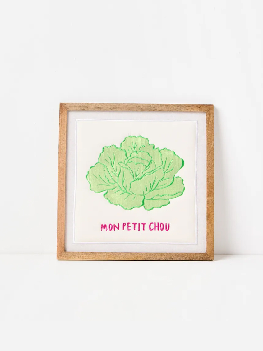 Mon Petit Chou Embroidered Framed Wall Art