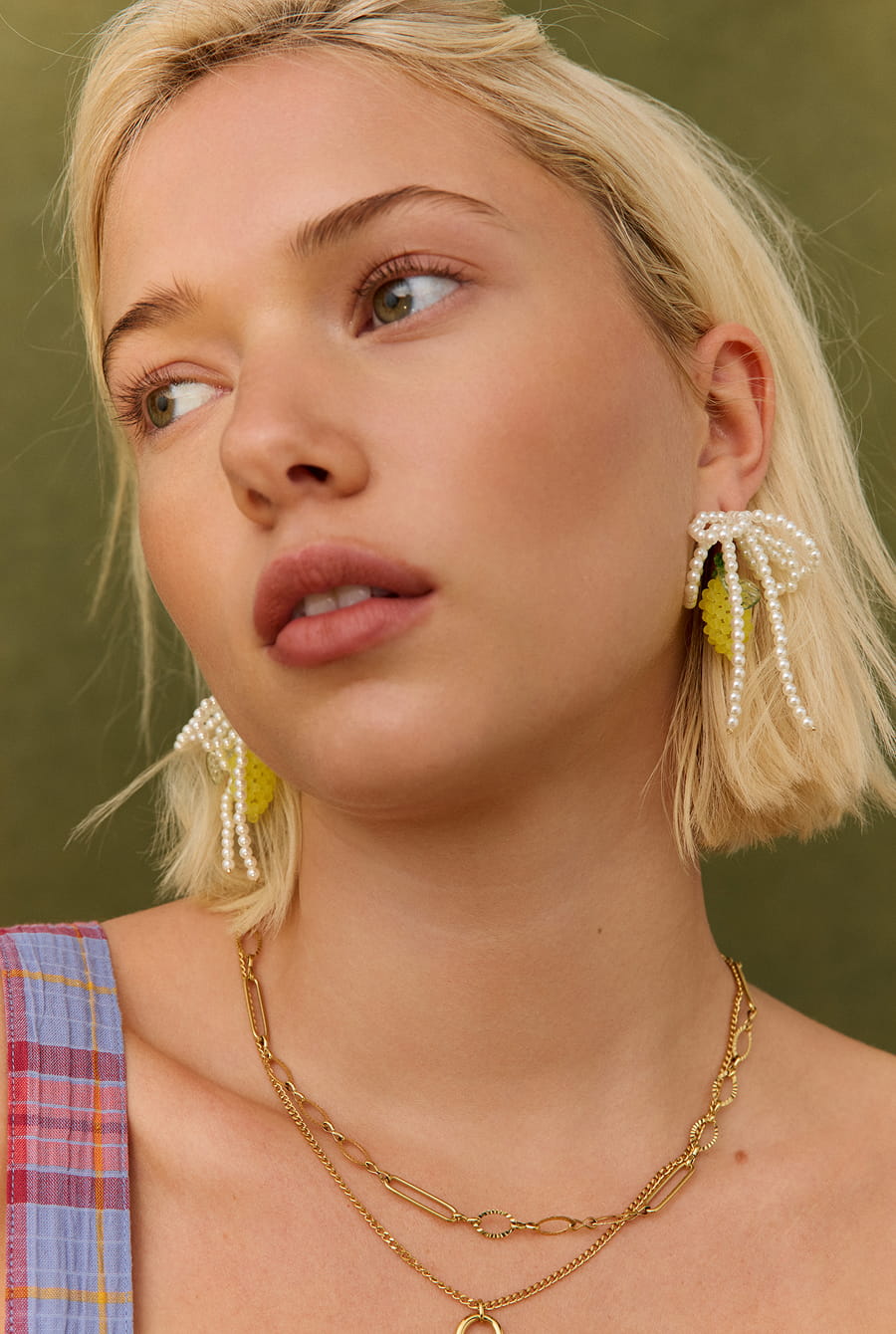 Lorena Lemon Beaded Bow Stud Earrings