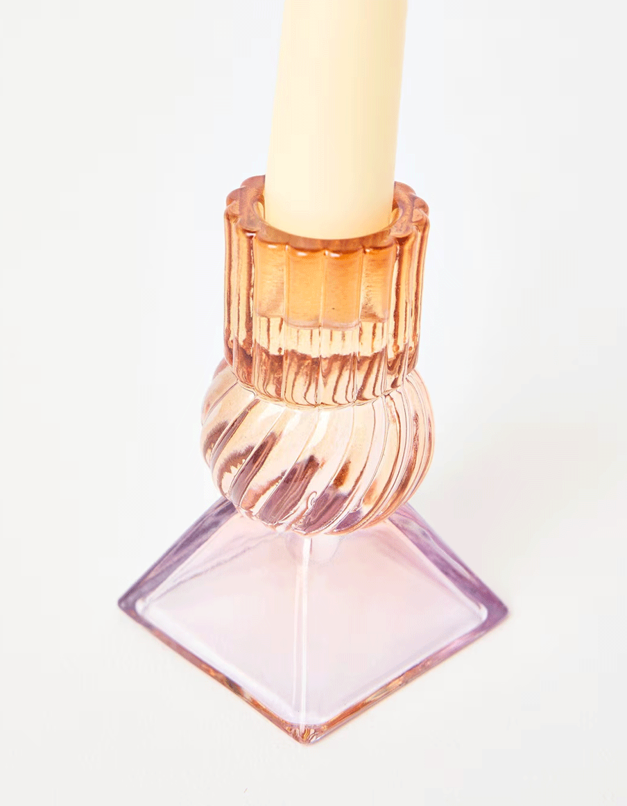 Paloma Tall Geometric Pink Glass Candle Holder