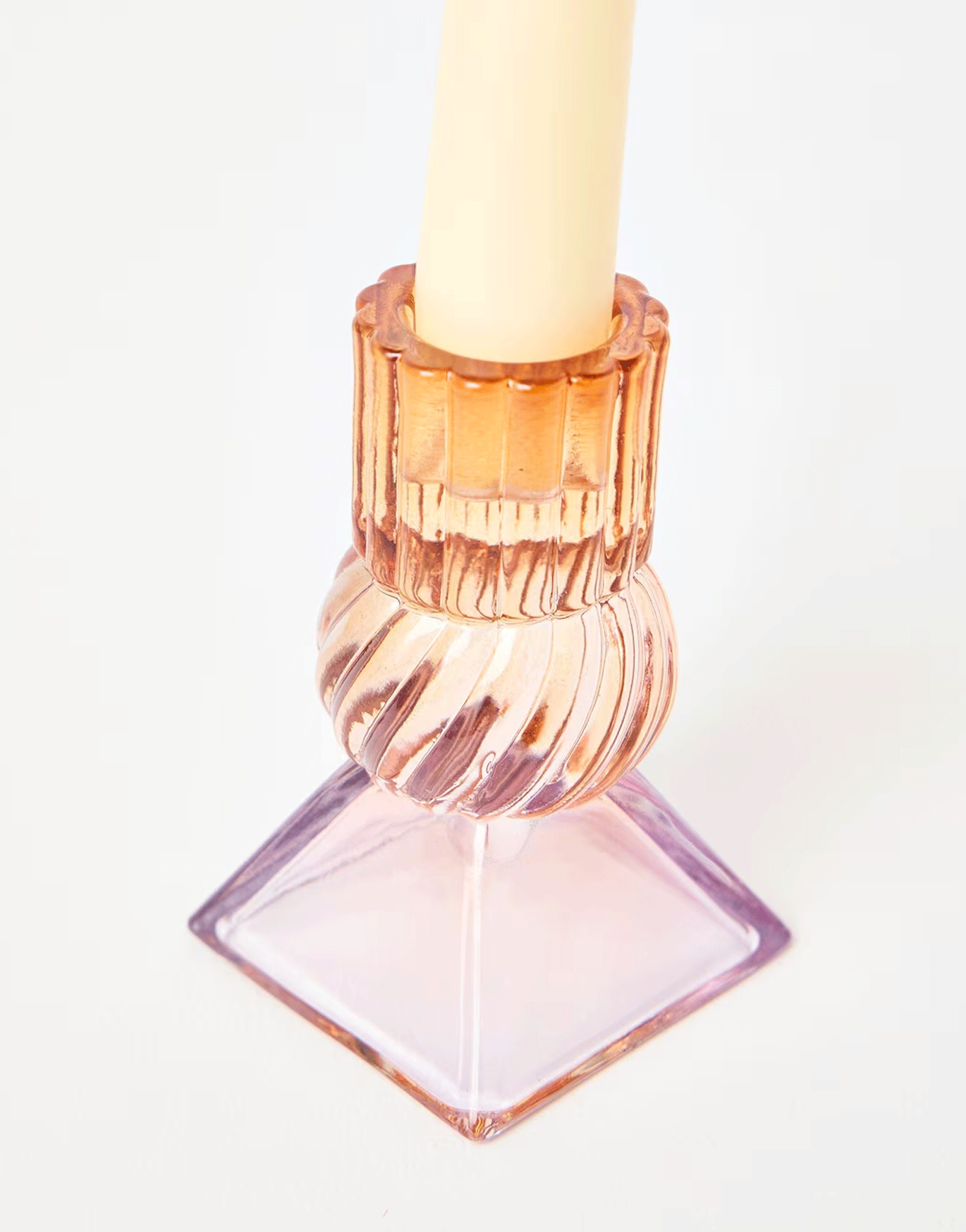 Paloma Tall Geometric Pink Glass Candle Holder