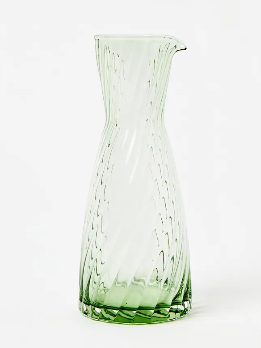 Elena Swirl Green Glass Carafe