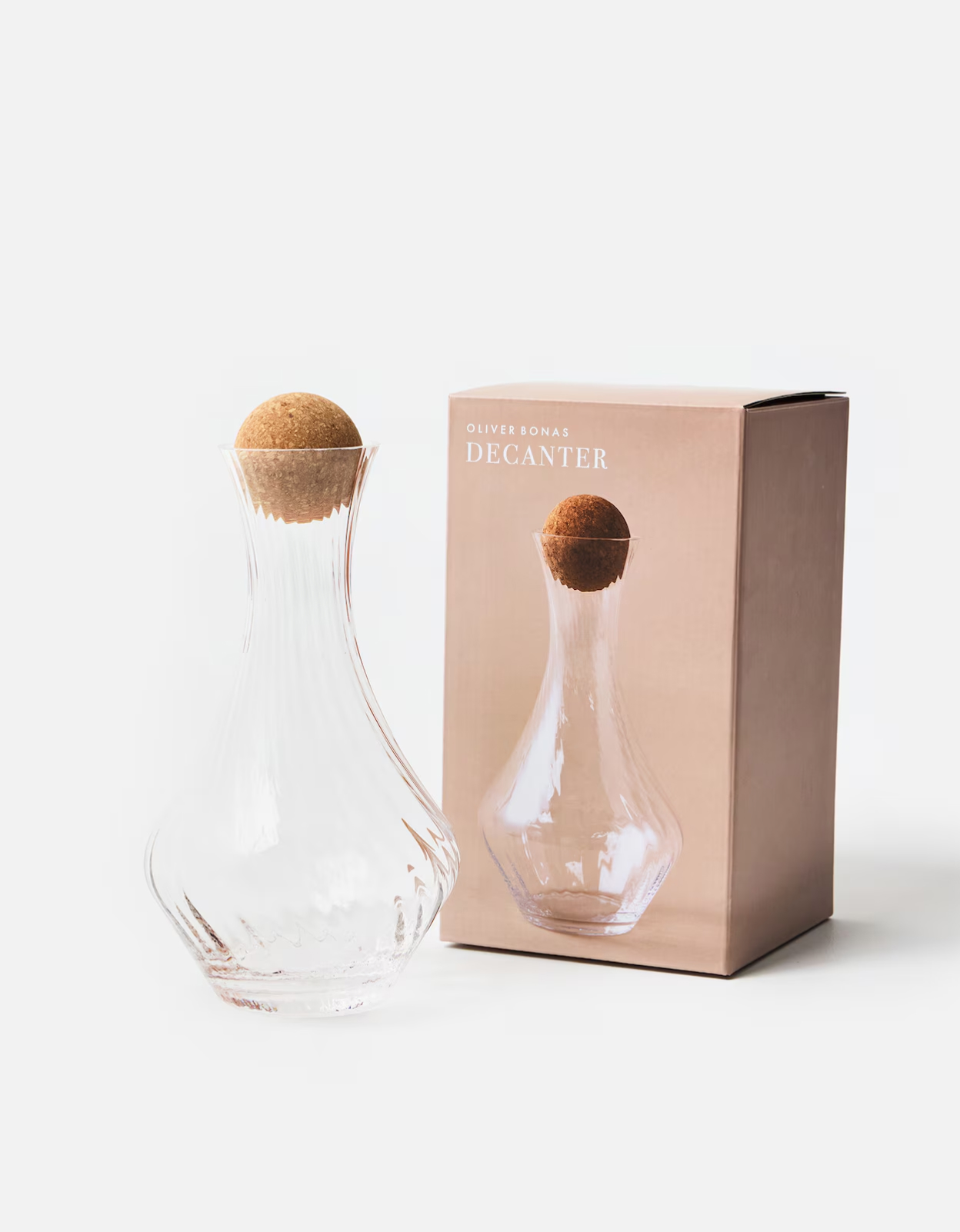 Fleur Clear Glass Ribbed Wine Decanter