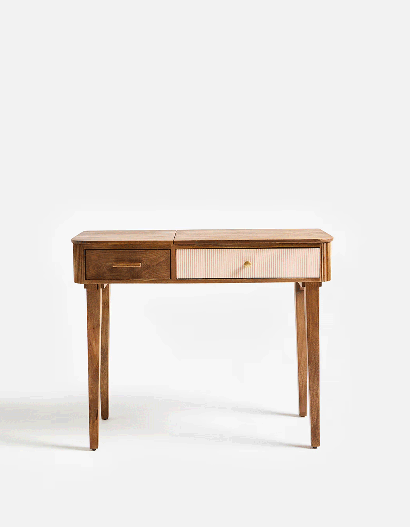 Tinta Pink Stripe Mango Wood Tallboy Chest of Drawers