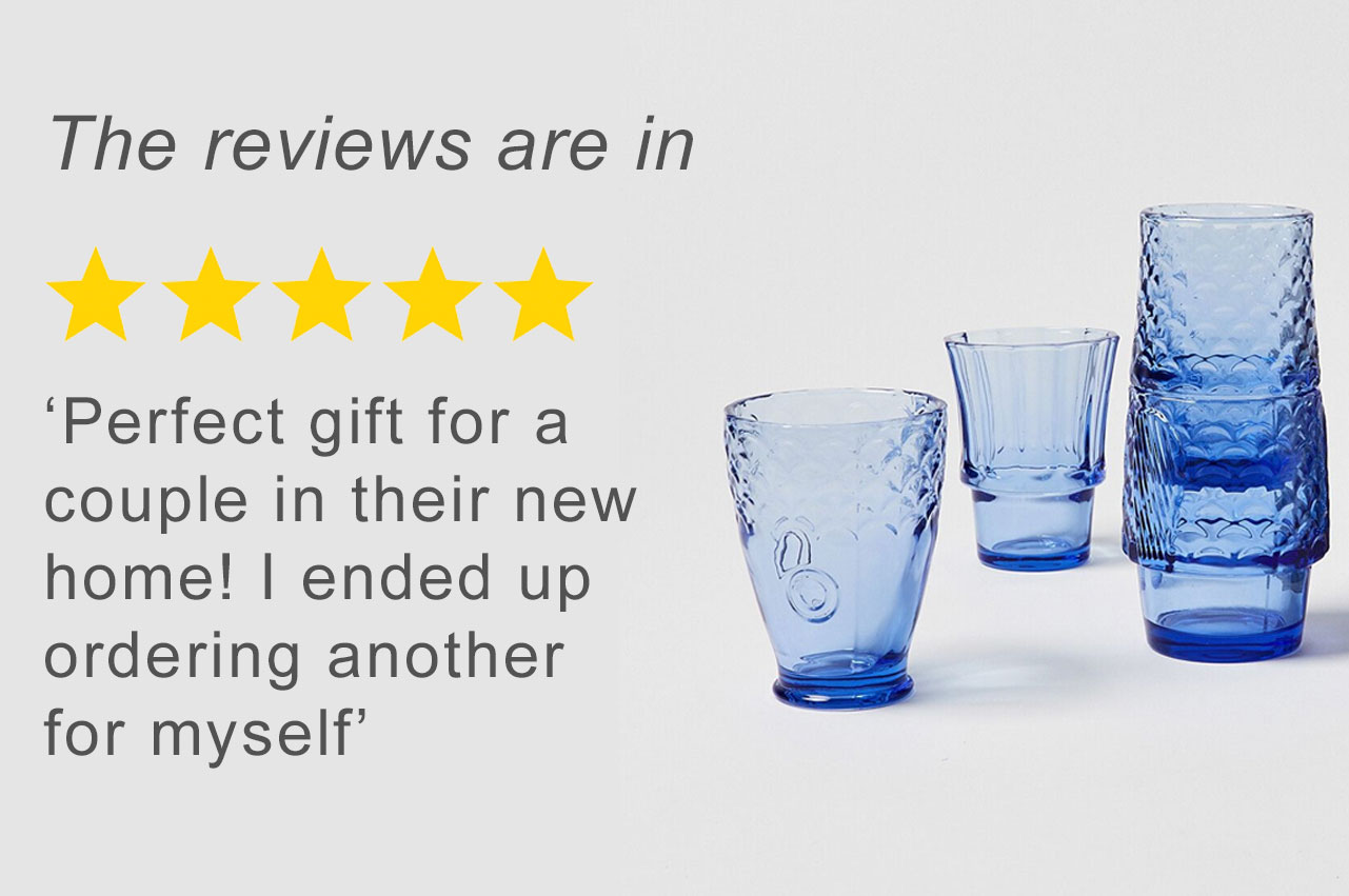 Fish Blue Glass Stacking Tumblers Set of Four