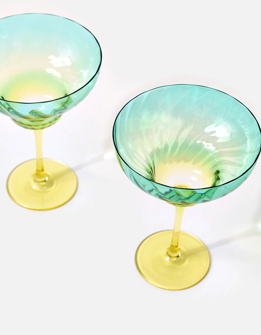 Zuri Blue Margarita Glasses Set of Two
