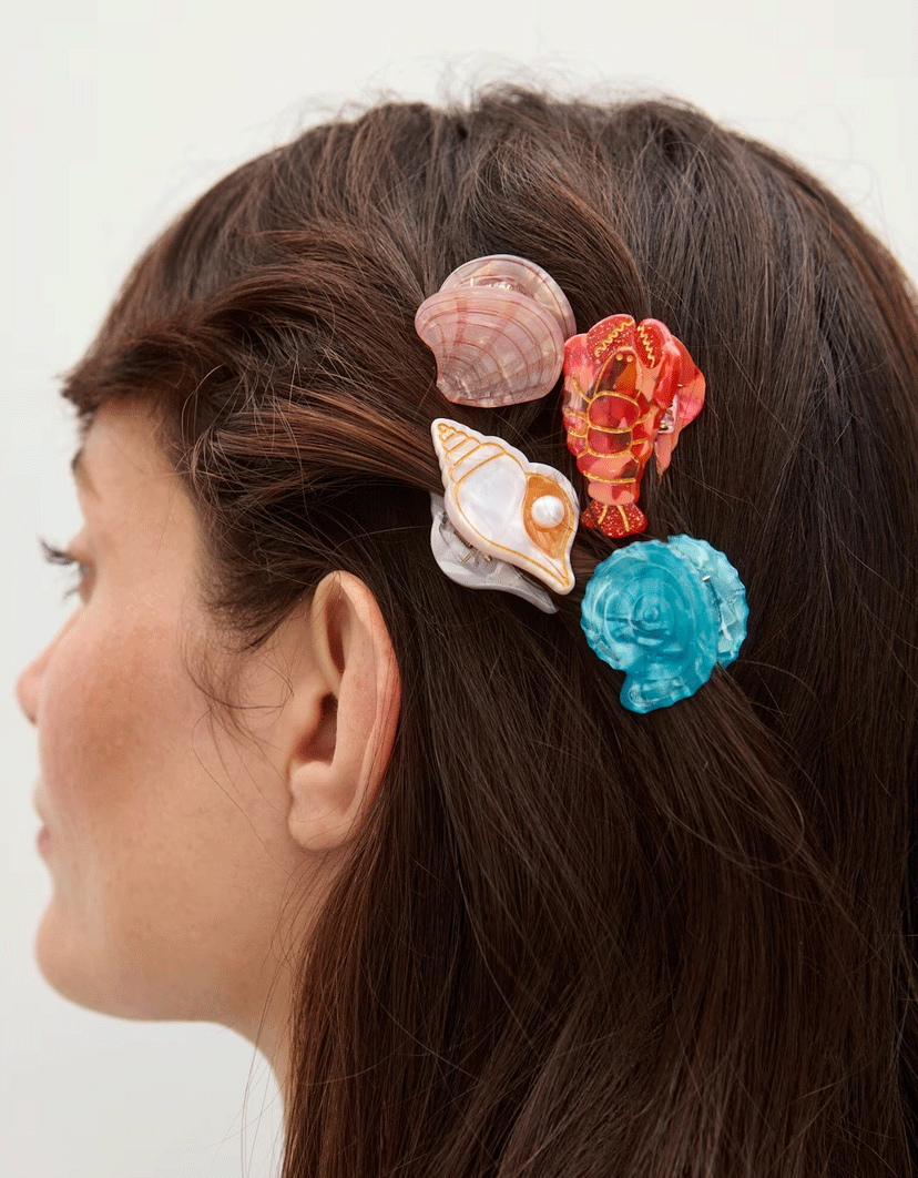 Atlantica Shell & Lobster Mini Hair Claw Clips Set of Four