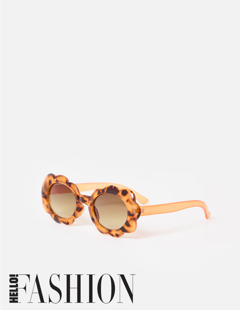 Amber Faux Tortoiseshell Flower Oval Sunglasses