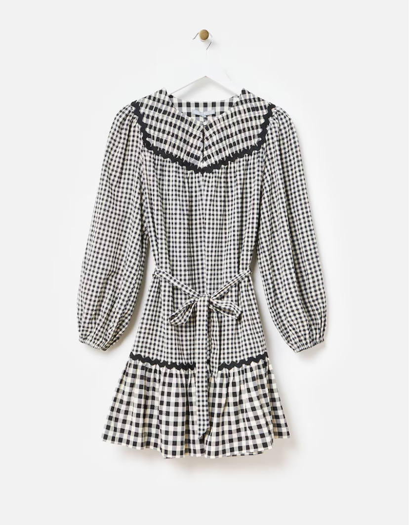 Black & White Gingham Tiered Mini Dress