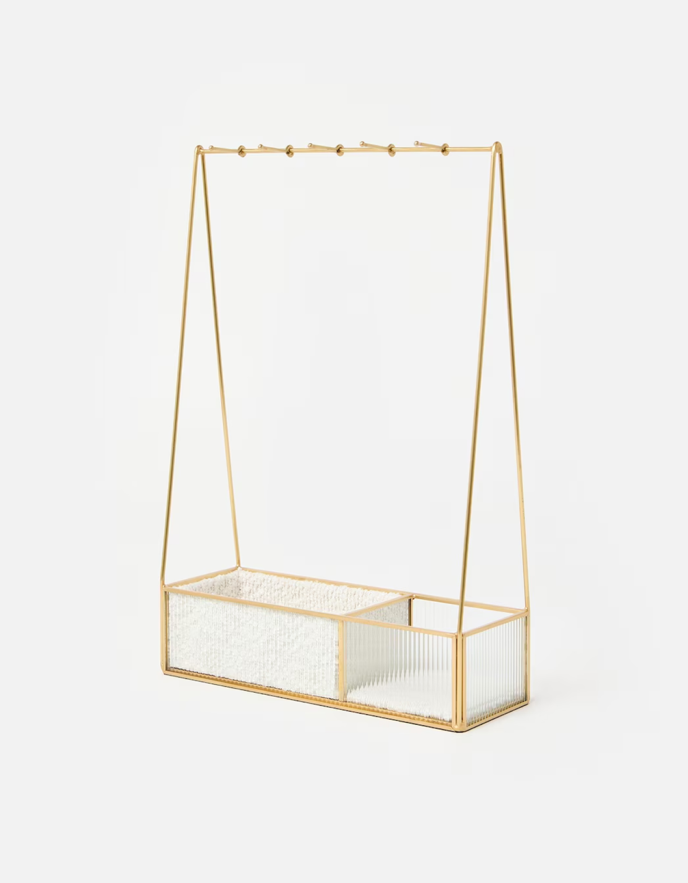 Gold & Glass Cream Boucle Jewellery Stand