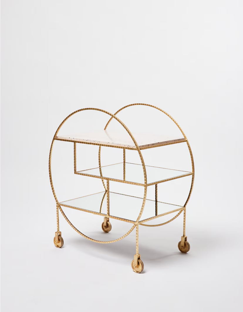 Terrazzo Luxe Pink & Gold Metal Drinks Trolley