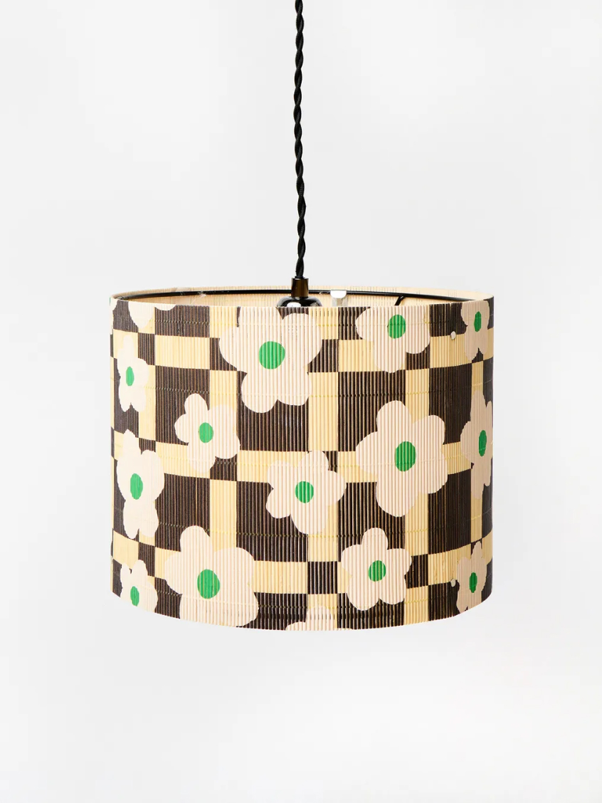 Ena Floral Chequerboard Bamboo Lamp Shade