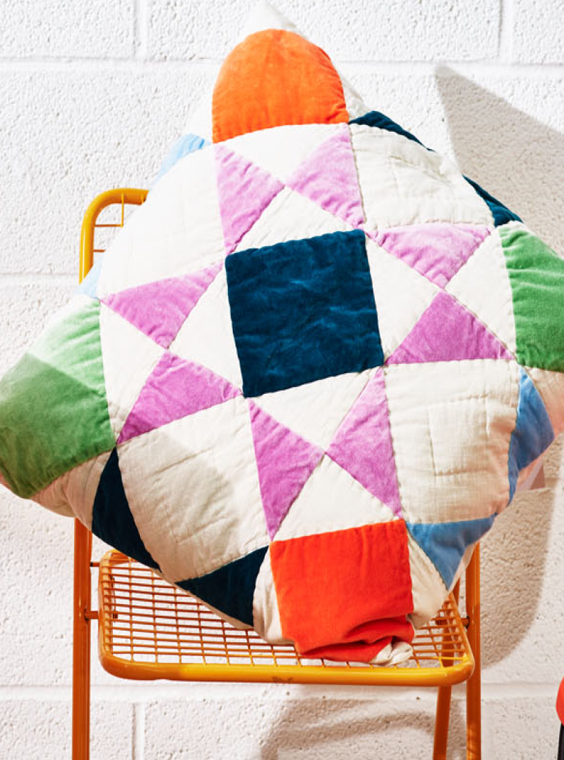 Bright Velvet Patchwork Cushion Cover