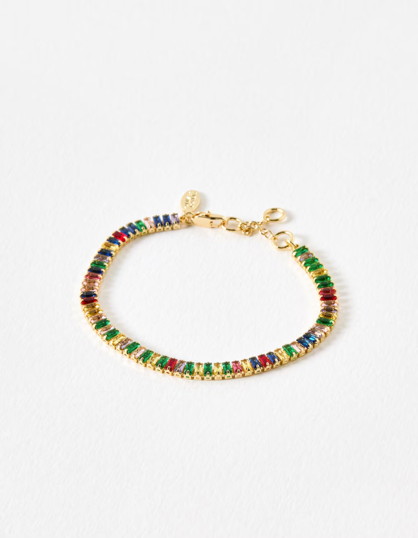 Quinn Baguette Stone Gold Tone Chain Bracelet