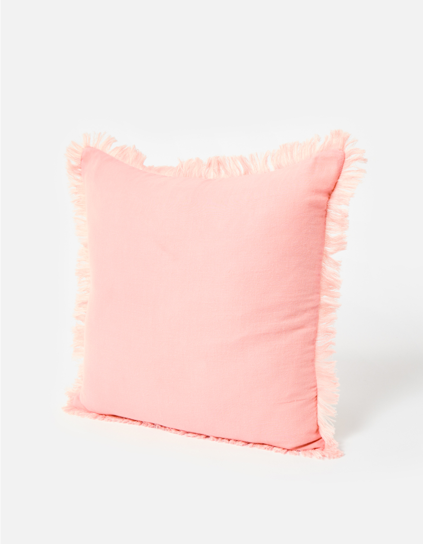 Square Pink Fringed Cushion Cover 45x45cm