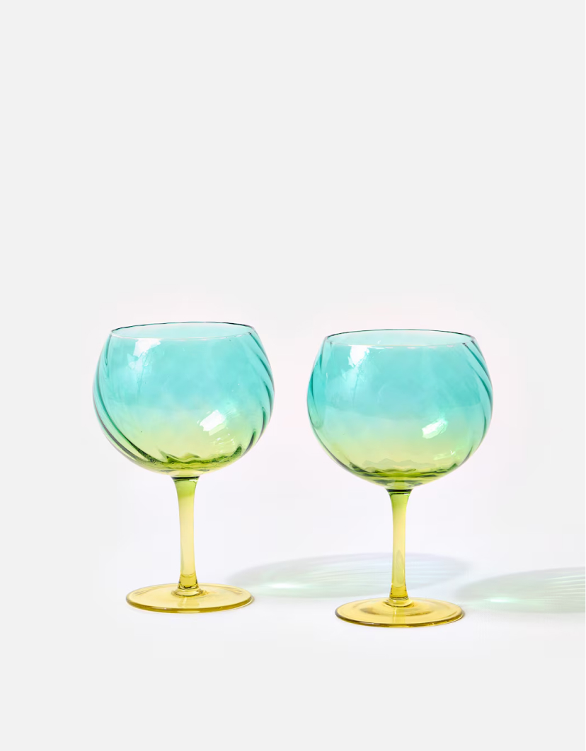 Zuri Blue Ombre Gin Glasses Set of Two