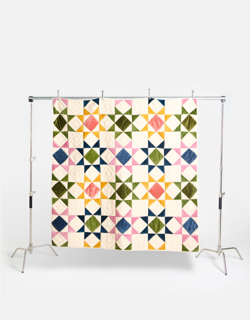 Patchwork Star Multicolour Velvet Quilt