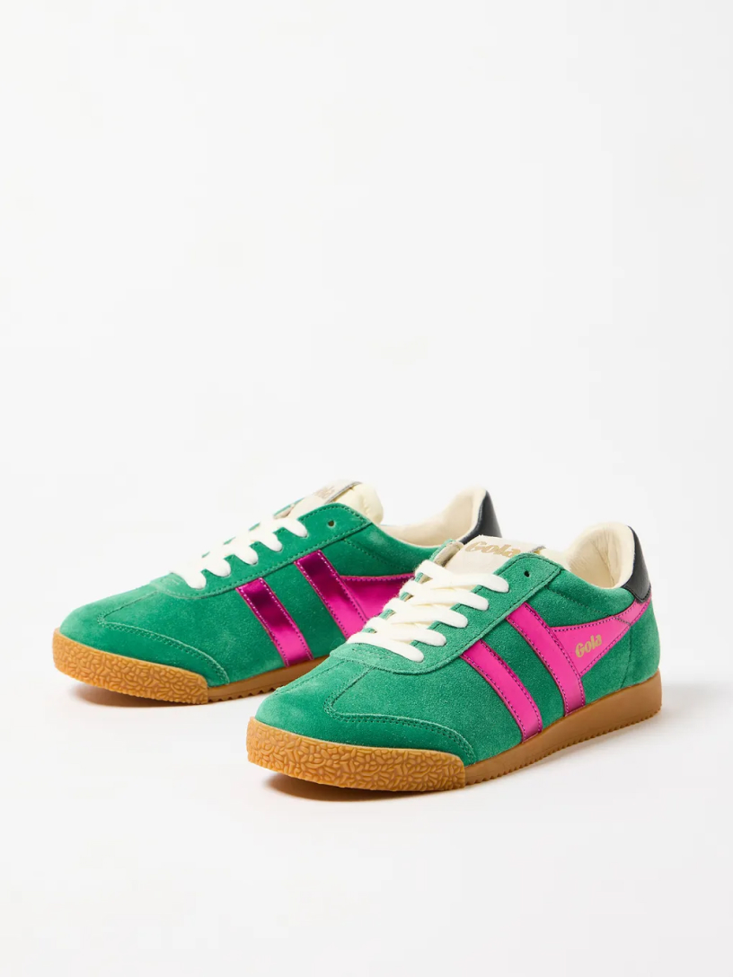 Gola x OB Exclusive Green Suede & Pink Metallic Trainers