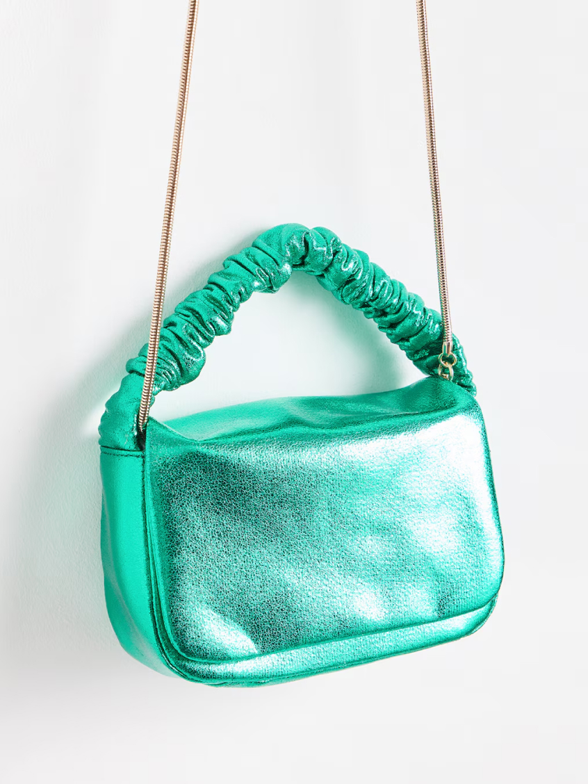 Viv Green Metallic Clutch Bag