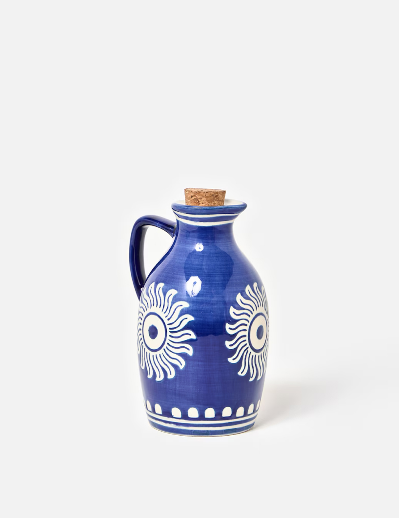Soleil Blue Ceramic Oil Bottle