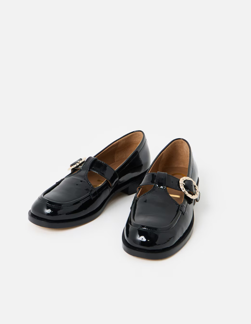 Mary Jane Black Patent Leather Loafers