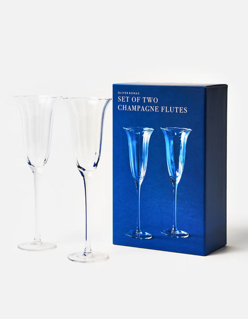 Fleur Clear Champagne Flutes Set of Two