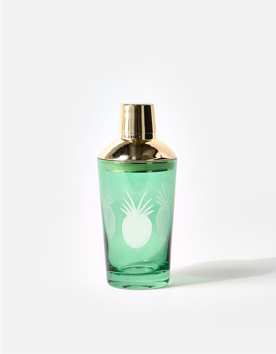 Pineapple Green Glass Cocktail Shaker