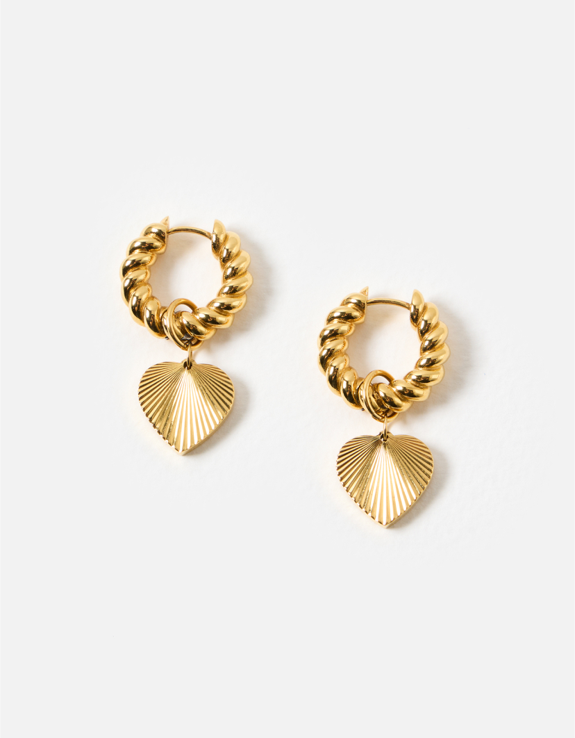 Louisa Gold Tone Stainless Steel Waterproof Statement Heart Earrings