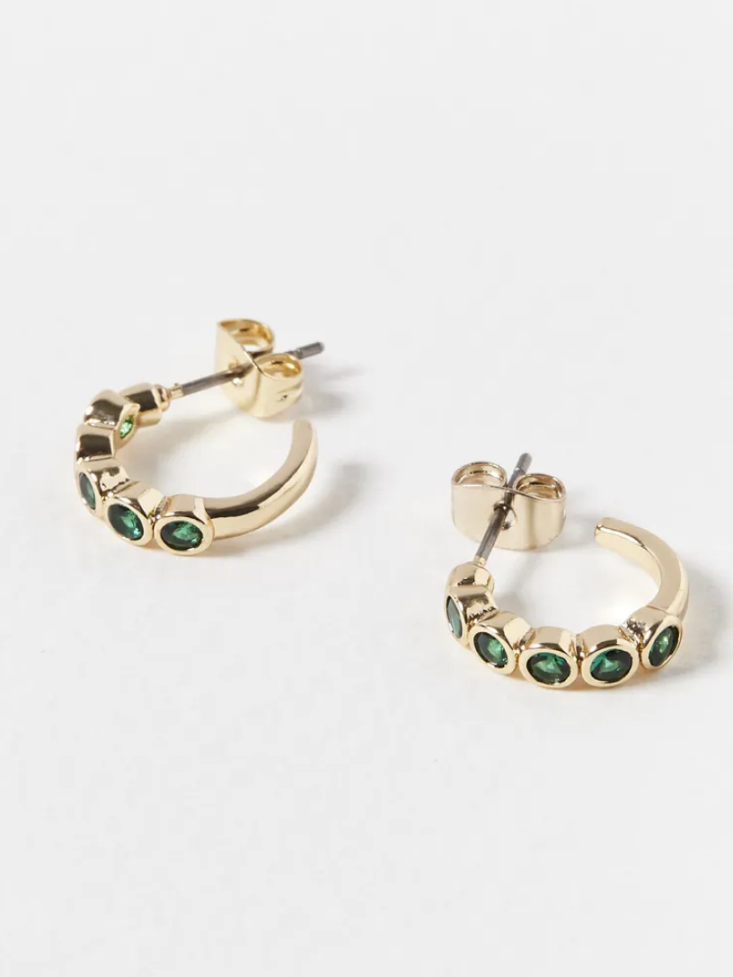 Skye Green Glass Huggie Hoop Earrings