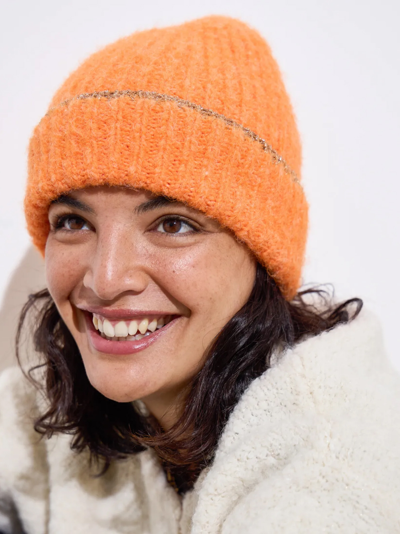 Orange Sparkle Stripe Beanie Hat