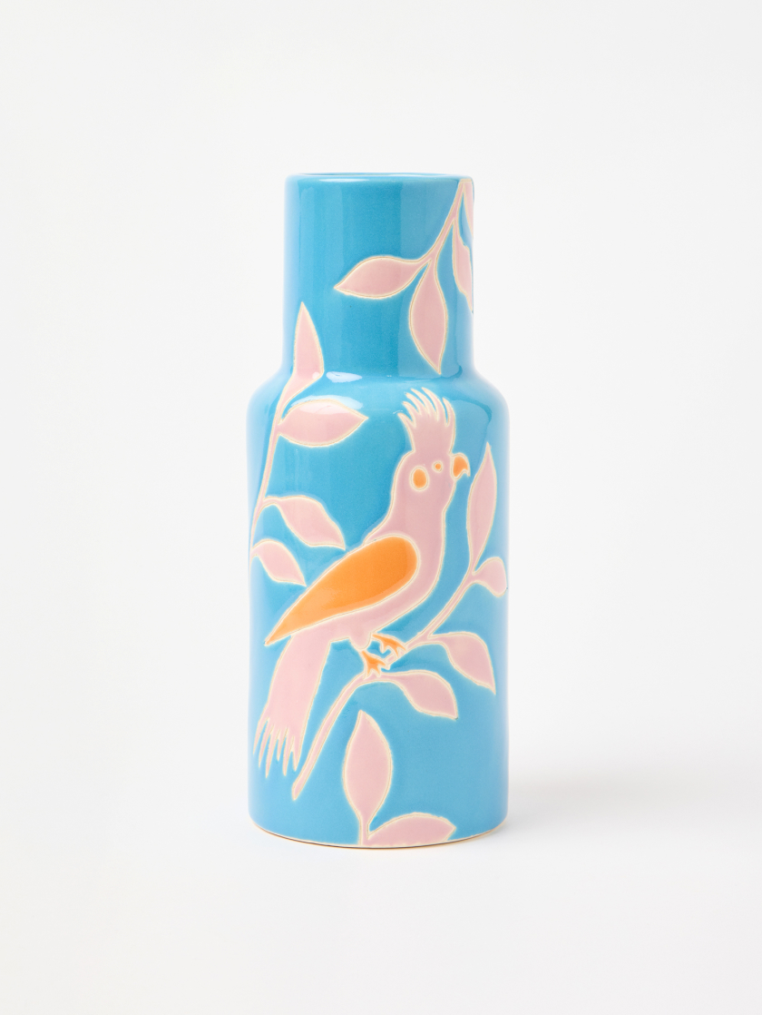 Blue Bird Ceramic Vase