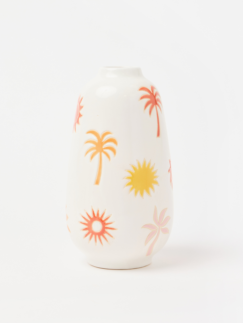 Nakhla Carved Sun & Palm Ceramic Vase