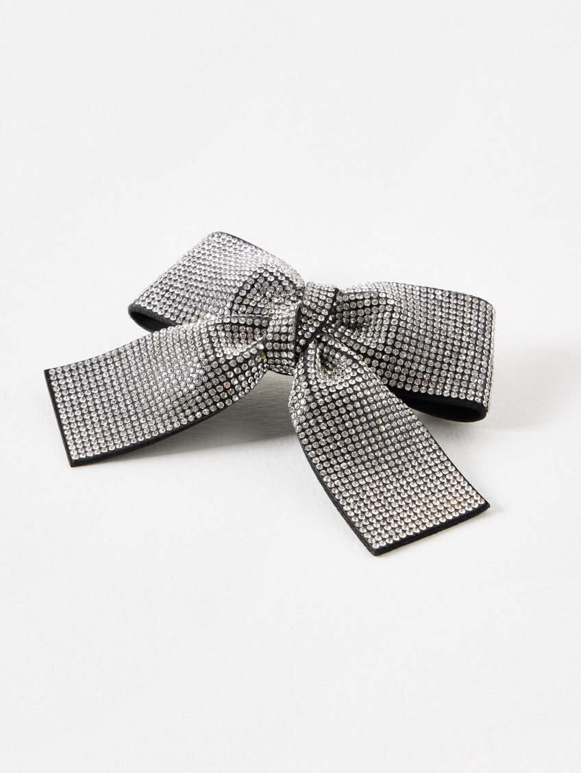 Jettie Black & Silver Hair Bow Clip