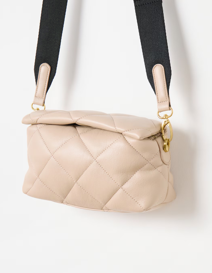 Ausil Cream Quilted Pillow Crossbody Bag