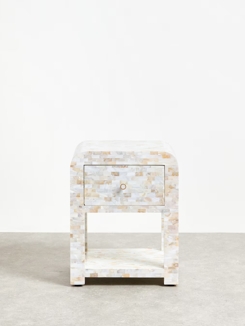 Mother of Pearl White Bedside Table