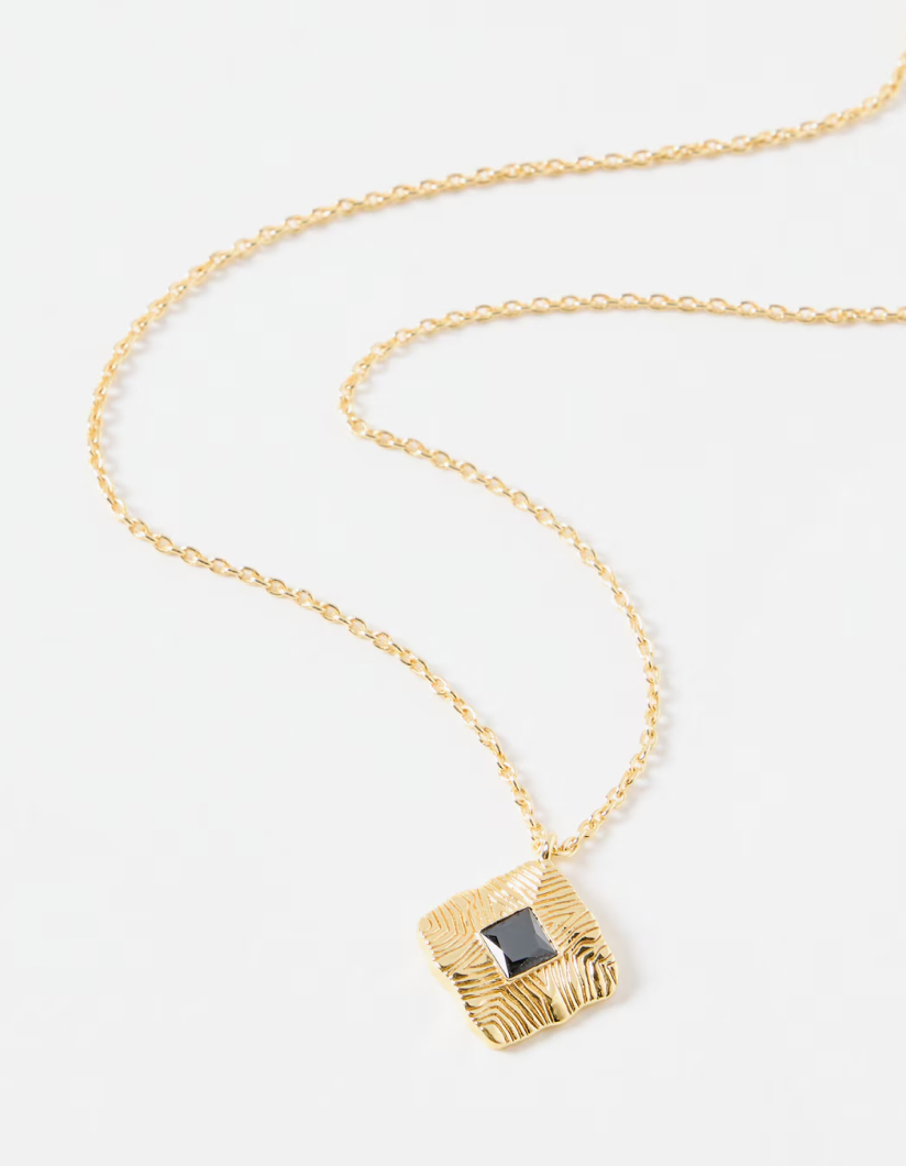 Eboni Black Onyx Gold Plated Pendant Necklace