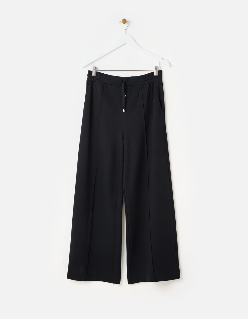 Black Jersey Wide Leg Trousers