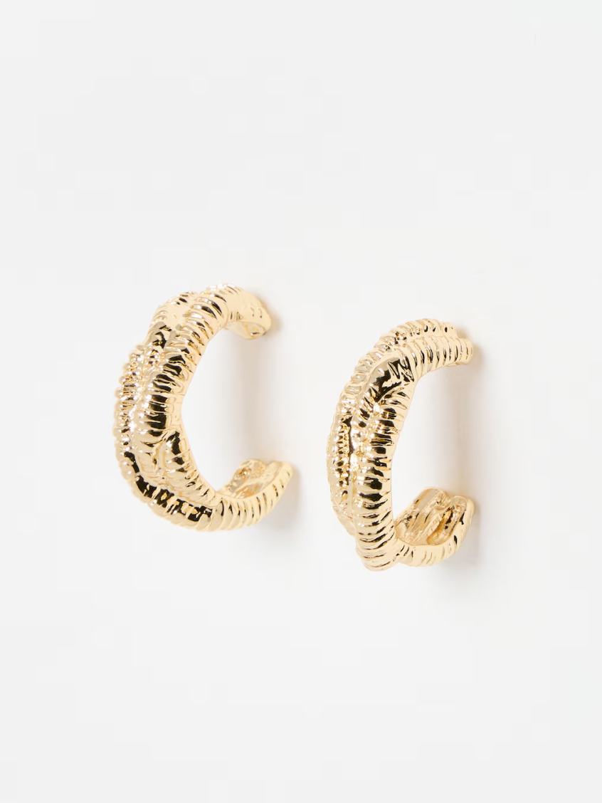 Ayana Textured Twisted Gold Tone Chunky Hoop Earrings