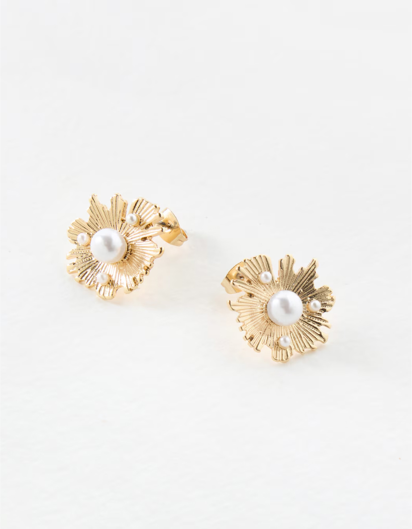 Nella Starburst Faux Pearl Statement Earrings