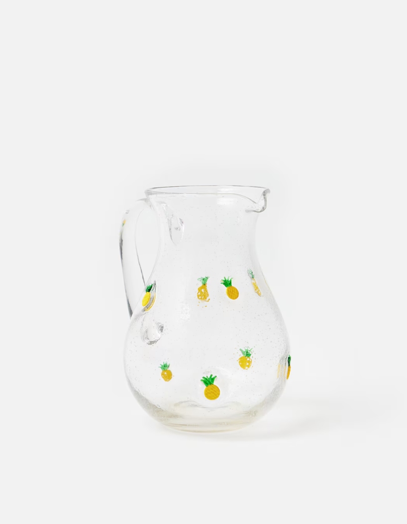 Pineapple Motif Clear Glass Jug