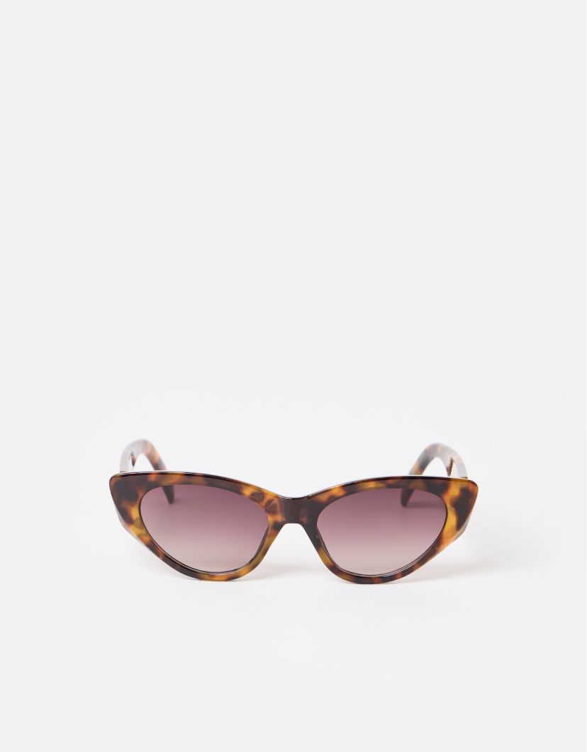 Dark Brown Faux Tortoiseshell Cat Eye Sunglasses