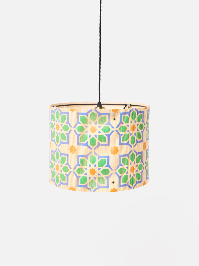 Ena Floral Tile Bamboo Pendant Lamp Shade