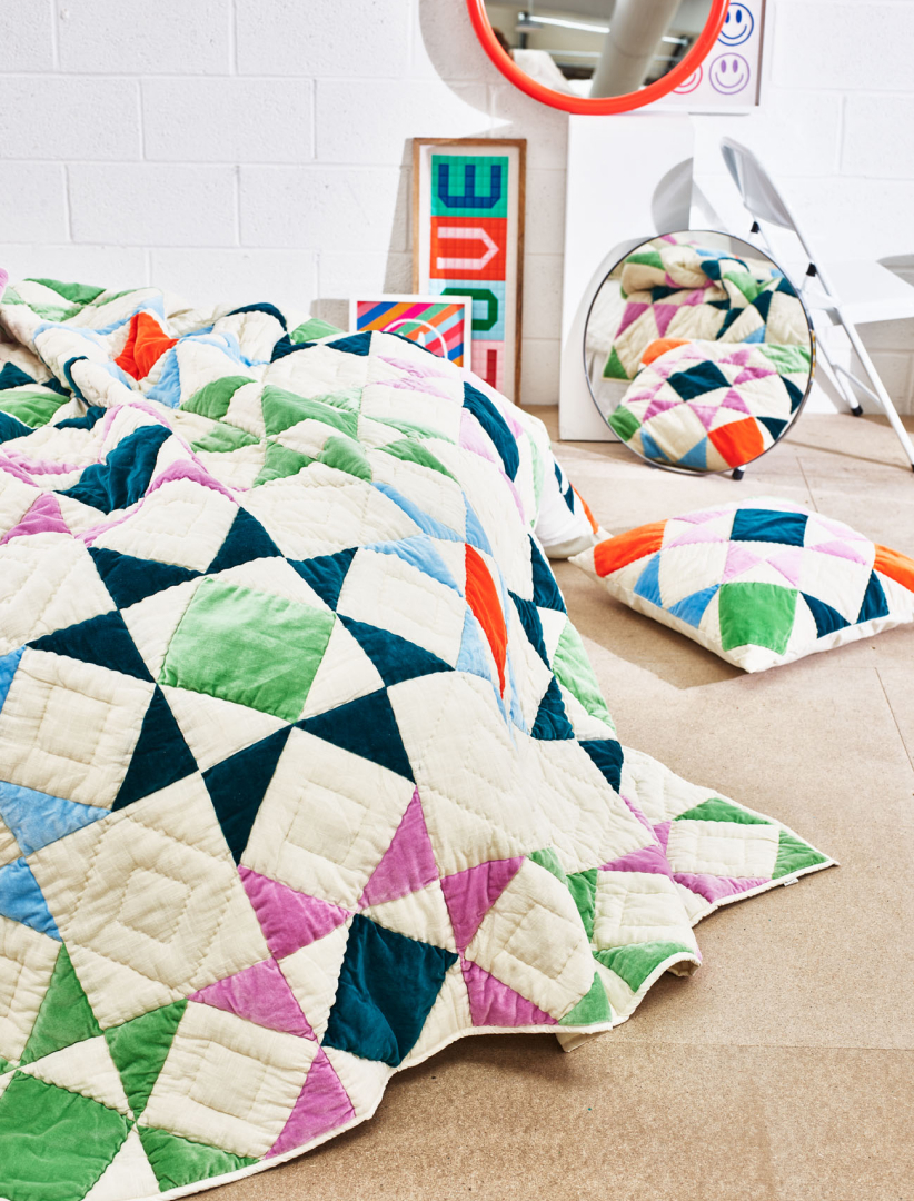 Bright Velvet Patchwork Bedspread