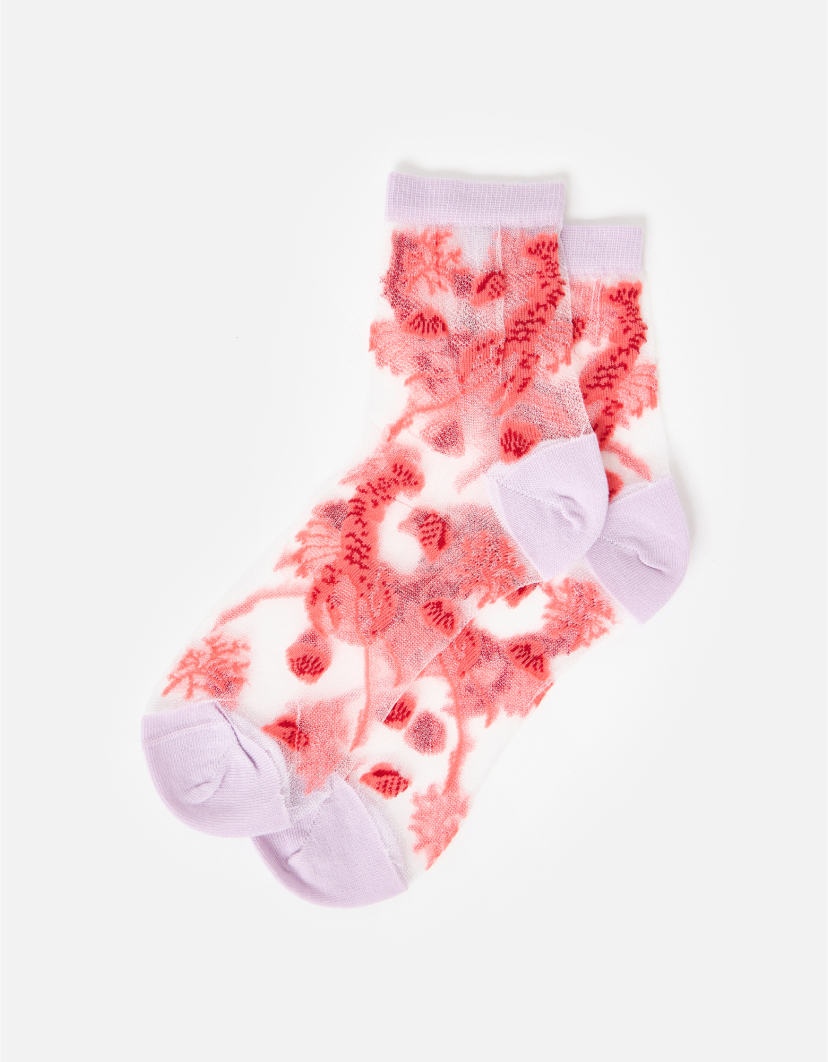 Pink Lobster Sheer Ankle Socks
