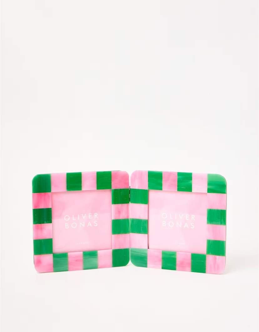 Alyssa Pink & Green Resin Multi Photo Frame 4x4